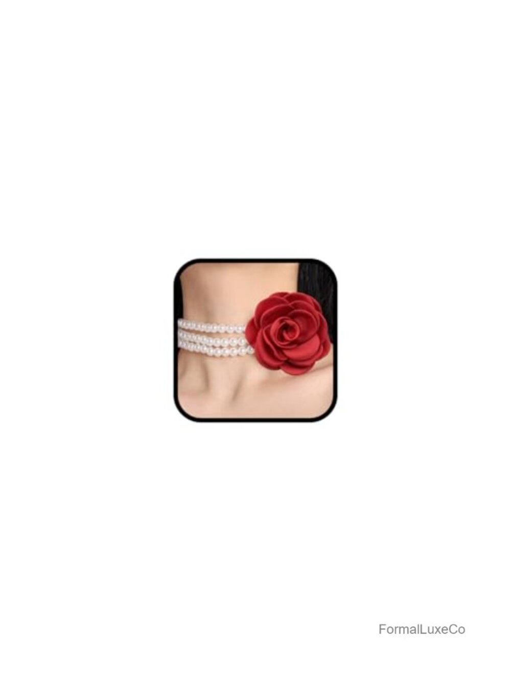 Red Rose Pearl Choker Necklace Women Multilayer Floral Short Necklace Jewelry